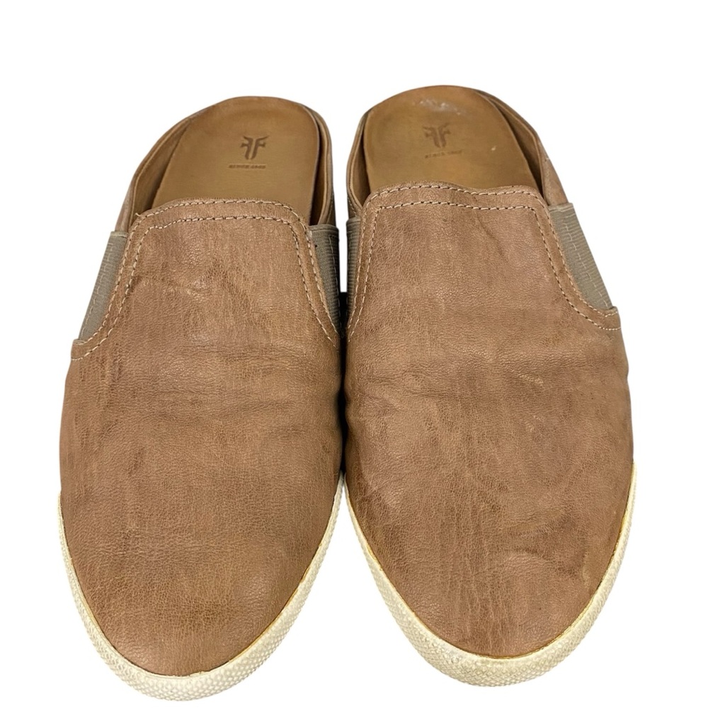 FRYE Melanie Gore Mule Distressed Tan Leather Size 7.5 Slip on Casual Boho